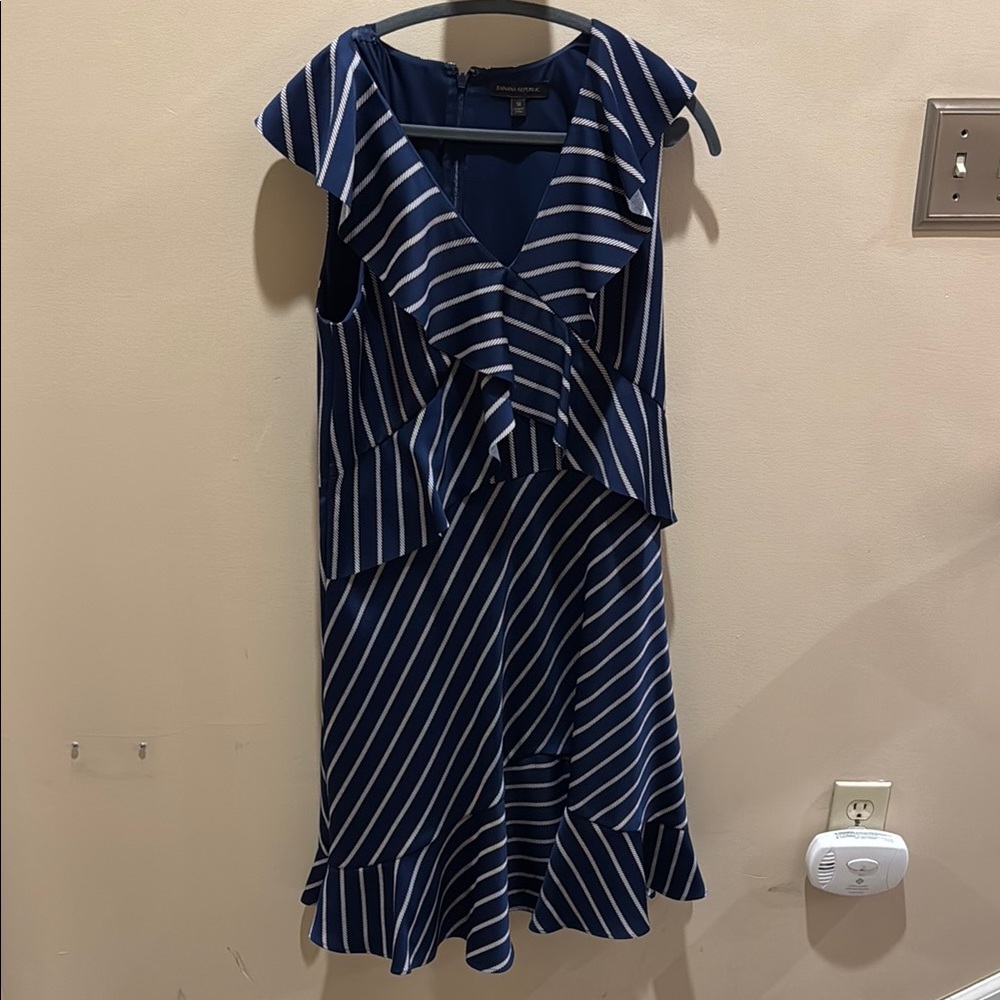 Banana Republic Blue/White/Pink silky Ruffled Tiered Sundress